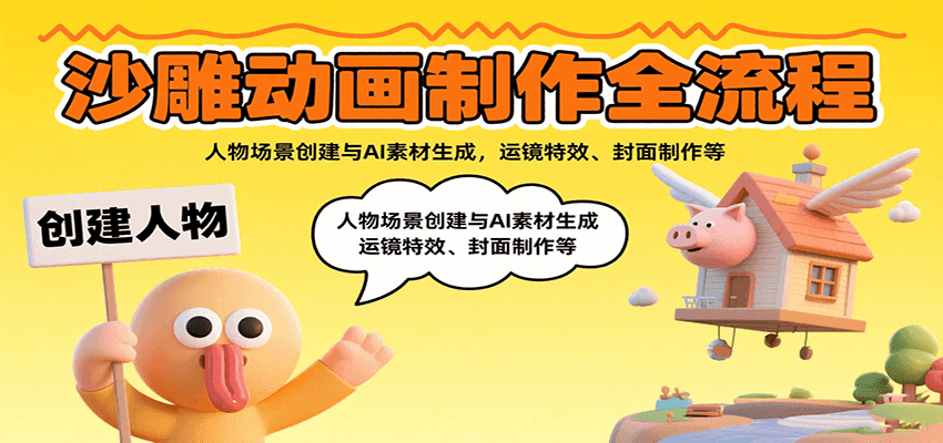 沙雕动画制作全流程：人物场景创建与AI素材生成，运镜特效、封面制作等-副业资源网