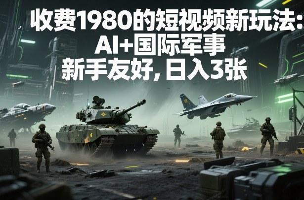 外面收费1980的短视频新玩法：AI+国际军事，新手友好，日入3张+【附详细教程】-副业资源网