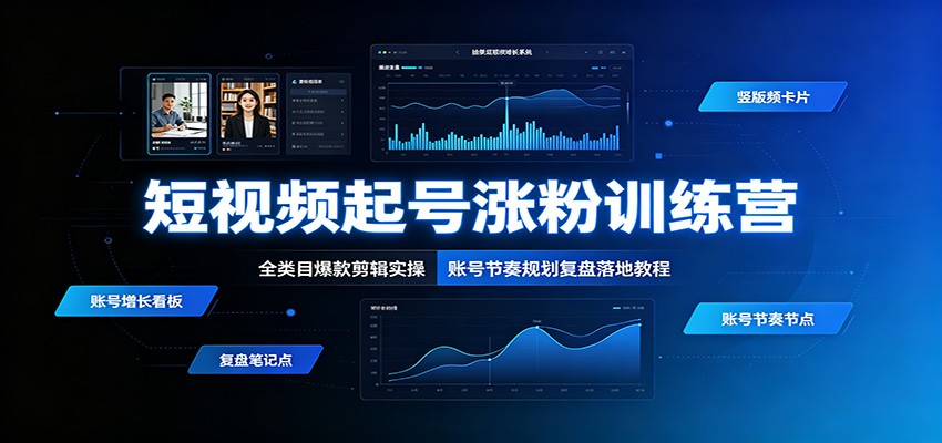 短视频起号涨粉训练营：全类目爆款剪辑实操，账号节奏规划复盘落地教程-副业资源网