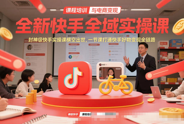 全新快手全域实操课，封神级快手实操课横空出世，一节课打通快手好物变现全链路-副业资源网