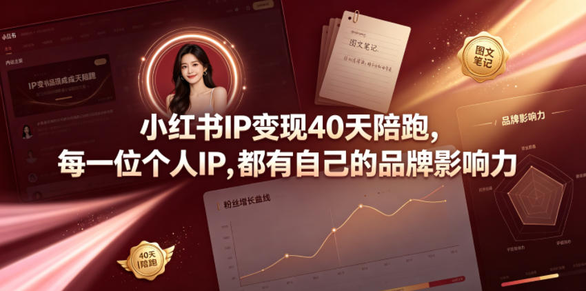 小红书IP变现40天陪跑，每一位个人IP，都有自己的品牌影响力-副业资源网