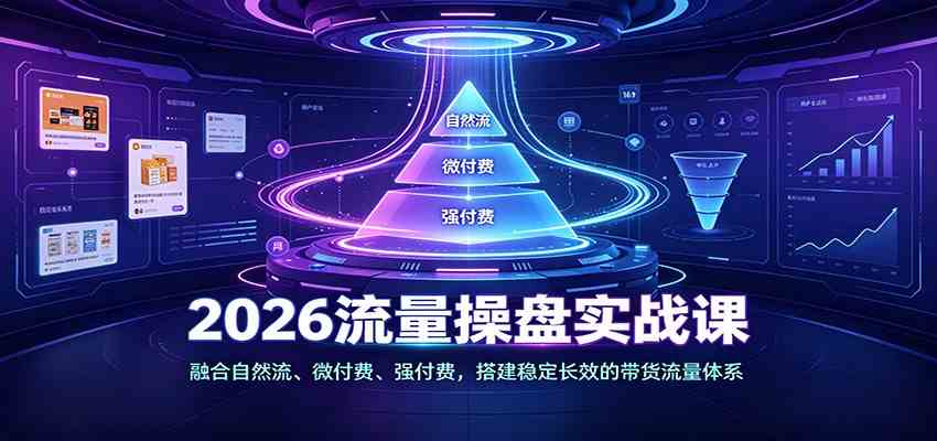 2026流量操盘实战课:融合自然流、微付费、强付费,搭建稳定长效的带货流量体系-副业资源网