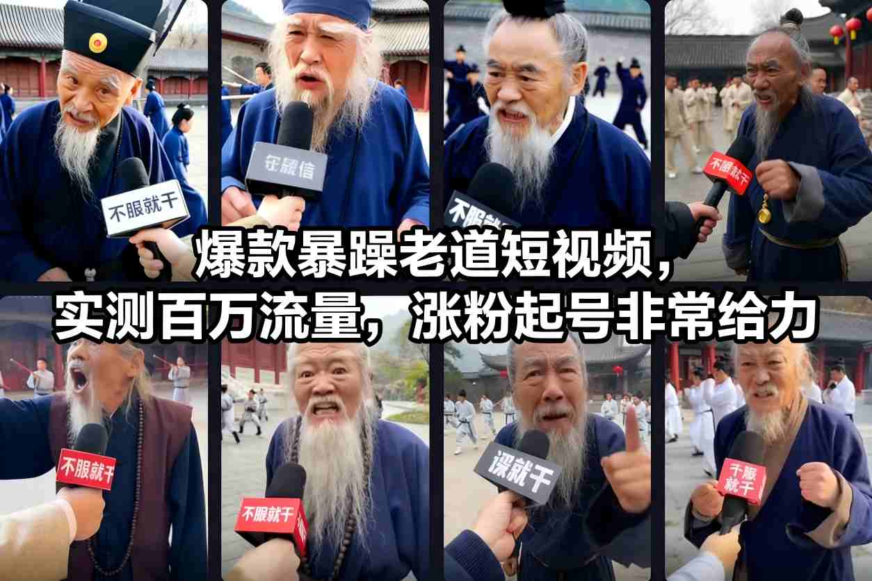 爆款暴躁老道短视频，实测百万流量，涨粉起号非常给力 用AI复刻暴躁老道语录视频，21条作品涨粉8.8W，保姆级Sora2制作教学-副业资源网