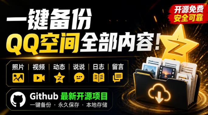 一键将你QQ空间全部内容备份下来！照片/视频/动态信息全存本地，Github最新开源项目QzoneArchive-副业资源网